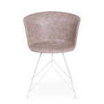 Kuhinjski jedilni stol LOFT je vintage dizajna, v bež barvi. Stol je narejen iz polipropilena oblečenega v bež umetno usnje, katero je enostavno za