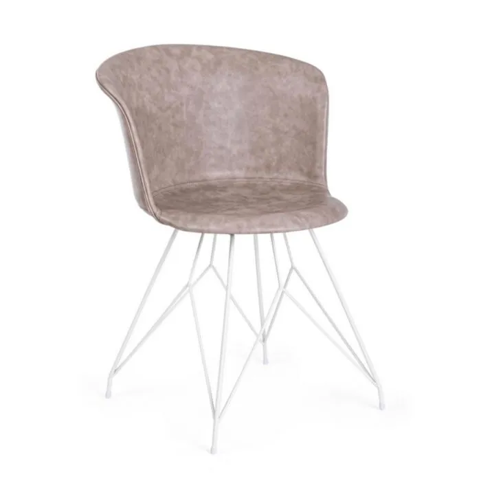 Kuhinjski jedilni stol LOFT je vintage dizajna, v bež barvi. Stol je narejen iz polipropilena oblečenega v bež umetno usnje, katero je enostavno za