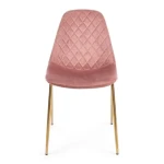 Kuhinjski stol TERRY je sestavljen iz kovinskih cevastih nog, z zlatim kromiranjem. Naslonjalo in sedež sta obložena s poliuretansko peno in oblečena v