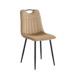 Jedilni stol VALERIO velvet beige je odlična rešitev za kombiniranje v minimalističen ali industrijski stil prostora. Kombinacija rjavega prešitega blaga s