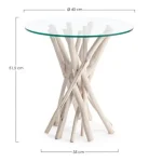 Klubska mizica C-VT SAHEL D40 je narejena iz beljenega lesa z nekaljenim steklom in je namenjena samo za interno uporabo. Material: - Ne kaljeno steklo -