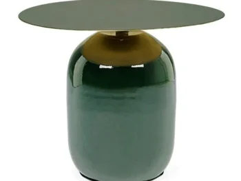 Klubska mizica NALIMA D50 zelena je moderna in elegantna okrogla miza s premerom 50 cm, ki v vsak prostor prinese svežino in prefinjenost. Idealna je za