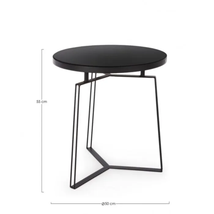 Klubska mizica ZAIRA D50 črna Klubska mizica ZAIRA D50 črna ima jekleno okvirje in stekleni vrh. Material: - Jeklo - Steklo Barva: - Črna Dimenzije: širina: Ø50cm višina: 55hcm