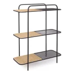 Knjižna omara ELYOT 3P ima jekleno ogrodje in ratan kombinacijo. Samo za interno uporabo. Material: - Jeklo - Ratan Barva: - Črna Dimenzije: širina: 82cm