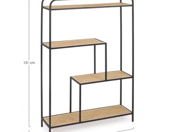 Knjižna omara ELYOT 4P ima kovinsko ogrodje in ratan kombinacijo. Samo za interno uporabo. Material: - Kovina - Ratan Barva: - Črna Dimenzije: širina: