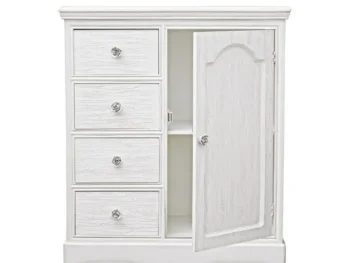 Komoda BLANC 1A-4C je narejena iz MDF-ja, ima zaključek bele mat barve. Ročaji so iz polismole. Material: - MDF - Polismola Barva: - Bela mat Dimenzije: