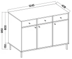 Komoda TOMI je prava izbira za sodobne in elegantne prostore. Narejena iz kakovostne laminirane plošče debeline 16 mm, zagotavlja trdnost in dolgotrajno