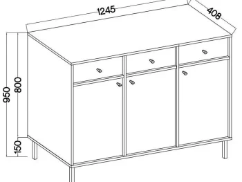 Komoda TOMI je prava izbira za sodobne in elegantne prostore. Narejena iz kakovostne laminirane plošče debeline 16 mm, zagotavlja trdnost in dolgotrajno