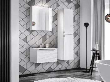 Kopalniški blok AURORA 60 je narejen iz kvalitetne laminirane plošče. V ceno je vključeno 1x LED lučka, 1 x omarica pod umivalnikom, 1 x omarica z