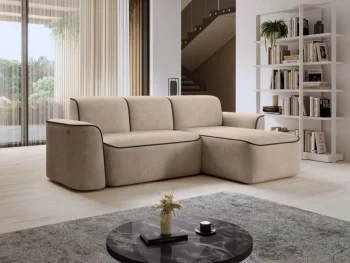 Kotna sedežna garnitura UMANA, je mešanica moderne elegance in neprekosljivega udobja, popolna za vašo dnevno sobo. Skrbno je bila zasnovana tako, da