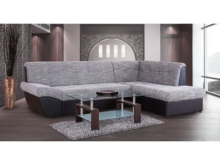 Kotna sedežna garnitura VERONIKA - črna Kotna garnitura VERONIKA je kotna sedežna garnitura, katera je narejena iz vrhunskega umetnega usnja in blaga. Garnitura se raztegne v posteljo, in jo lahko