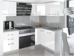 Eleganten kotni kuhinjski blok SENIDA, ki bo zagotovo osvežil vašo kuhinjo. Dobavljiv je v štirih različnih barvah kuhinjskih elementov. Delovni pult ni v