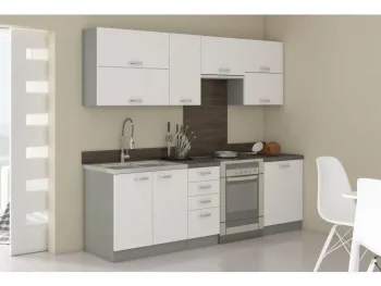 Kuhinja ELITE 240 cm je kuhinja, katera bo prinesla svežino v vaš dom. Dobavljiva v več barvah. Možnost dobave tudi drugih dimenzij. Debelina delovnega
