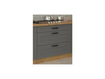 Kuhinjski blok LIMA 210 x 350 cm je dobavljiva v sivi barvi. Debelina delovnega pulta je 38 mm. Fronte kuhinje imajo MDF rob. Kuhinja je izdelana iz