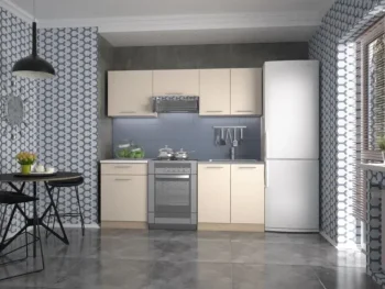 Kuhinjski blok NAJA VANILIJA 200 cm je dobavljiv v vanilija/sonoma barvi. Korpusi so iz laminirane plošče debeline 16 mm. Laminirane plošče so