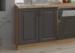 Kuhinjski blok PRESTIGE 250 cm je dobavljiva v grafitni barvi. Debelina delovnega pulta je 38 mm. Kuhinja je izdelana iz oplemenitenih ivernih plošč