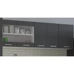 Kuhinjski blok SONJA 240 cm je dobavljiva v belo sivi kombinaciji. Korpusi so iz laminirane plošče debeline 18 mm. Vrata steklene viseče omarice so iz
