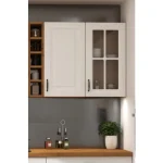 Kuhinjski blok STIL 2- 265 x 300 x 180 cm je dobavljiva v beli barvi. Debelina delovnega pulta je 38 mm. Fronte kuhinje imajo MDF rob. Kuhinja je izdelana iz