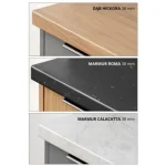 Kuhinjski blok VIVIANA 240 cm + NAPA je modernega dizajna v sivi / kašmir barvi. Stranice so narejene iz laminirane plošče debeline 16 mm, fronte pa