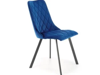 Kuhinjski stol ANA temno modra, je eleganten, moderen in trpežen. Je izjemno udoben in mehak saj je oblazinjen v mehko žametno tkanino v črni barvi. Črne
