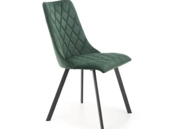 Kuhinjski stol ANA temno zelena, je eleganten, moderen in trpežen. Je izjemno udoben in mehak saj je oblazinjen v mehko žametno tkanino v črni barvi. Črne