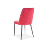 Atraktiven stol DARE. Dobiti ga je možno v rdečem blagu. Sedišče stola je iz žametne tkanine, podnožje pa iz kovine v črni mat barvi. Barve stola: -