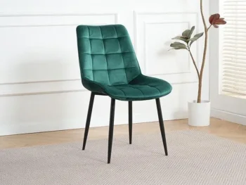 Kuhinjski stol LARA velvet zelena je odlična rešitev za kombiniranje v minimalističen ali industrijski stil prostora. Kombinacija zelenega prešitega blaga