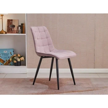 Kuhinjski stol TARIK roza blago, v kombinaciji roza prešitega blaga s črnimi kovinskimi nogami se poda v vsak ambient. Noge so prašno barvane z debelino