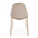 Kuhinjski stol TERRY taupe je sestavljen iz kovinskih cevastih nog zlate barve. Naslonjalo in sedež sta obložena s poliuretansko peno in oblečena v žametno