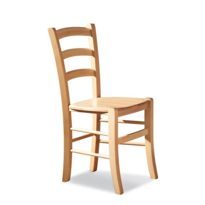 Kuhinjski stol VENEZIA bukev masiva Kuhinjski stol VENEZIA je izdelan iz kakovostnega bukovega masivnega lesa, ki zagotavlja stabilnost in trpežnost. Na voljo je v bukev barvi lesa. Stol VENEZIA