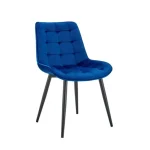 Kuhinjski stol VIKA velvet modra je odlična rešitev za kombiniranje v minimalističen ali industrijski stil prostora. Kombinacija bež prešitega blaga s