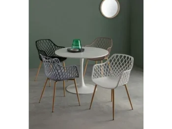 Miza BLOOM D100 bela je elegantna in preprosta miza. Mizna plošča je narejena iz MDF-ja s kovinskimi nogami, v beli barvi. Barva: - Bela Material: - MDF -