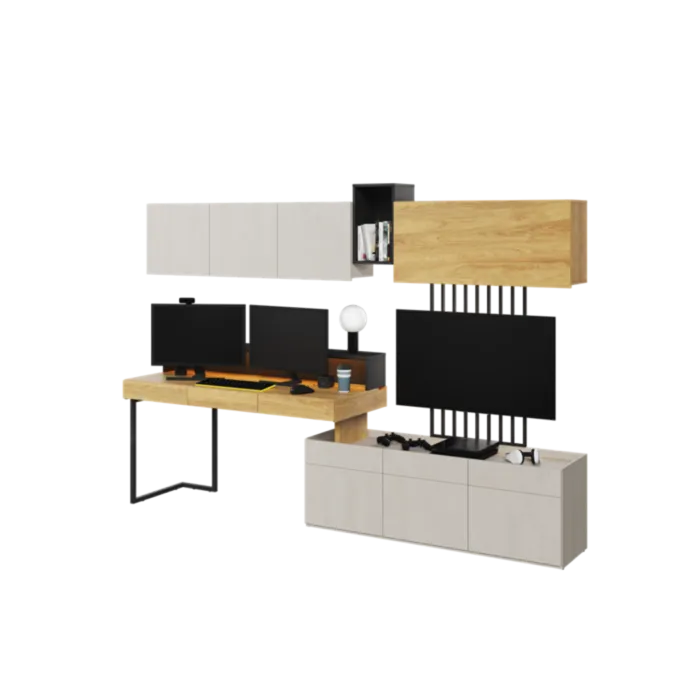 Mladinska soba SIMPL 1 je odlična ponudba za tiste, ki želijo sobo urediti v dizajnerskem in brezčasnem stilu. Komplet je sestavljen iz sedmih elementov: 1