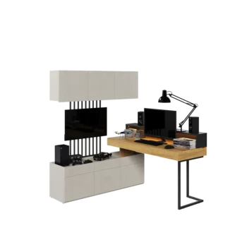 Mladinska soba SIMPL 3 je odlična ponudba za tiste, ki želijo sobo urediti v dizajnerskem in brezčasnem stilu. Komplet je sestavljen iz sedmih elementov: 1