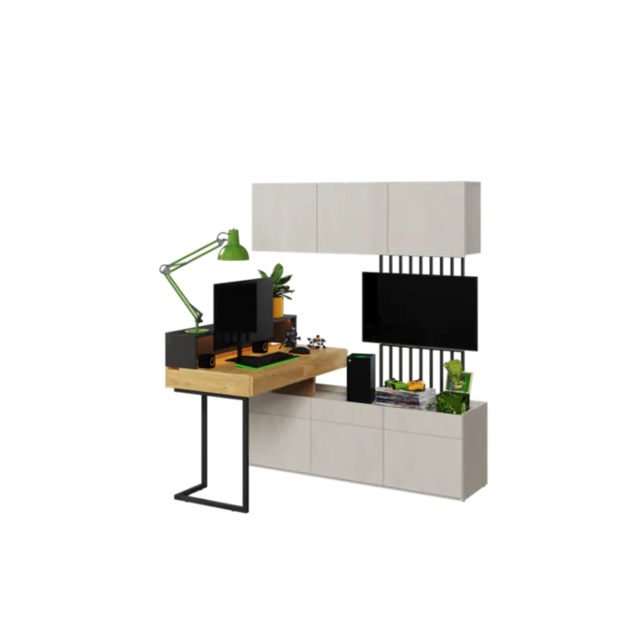 Mladinska soba SIMPL 6 je odlična ponudba za tiste, ki želijo sobo urediti v dizajnerskem in brezčasnem stilu. Komplet je sestavljen iz petih elementov: 1 x