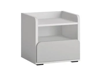 Nočna omarica ALBA, je izdelana iz MDF-ja in opremljena z ABS robovi, združuje funkcionalnost in stil. V elegantni kombinaciji bele in temno sive barve bo