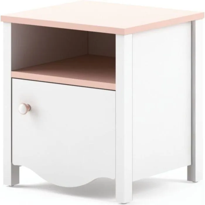 Nočna omarica BELLA Nočna omarica BELLA je idealna za vsako dekliško spalnico. Ima moderen dizajn s kančkom otroškega pridiha. Čiste linije in sodobna barvna kombinacija