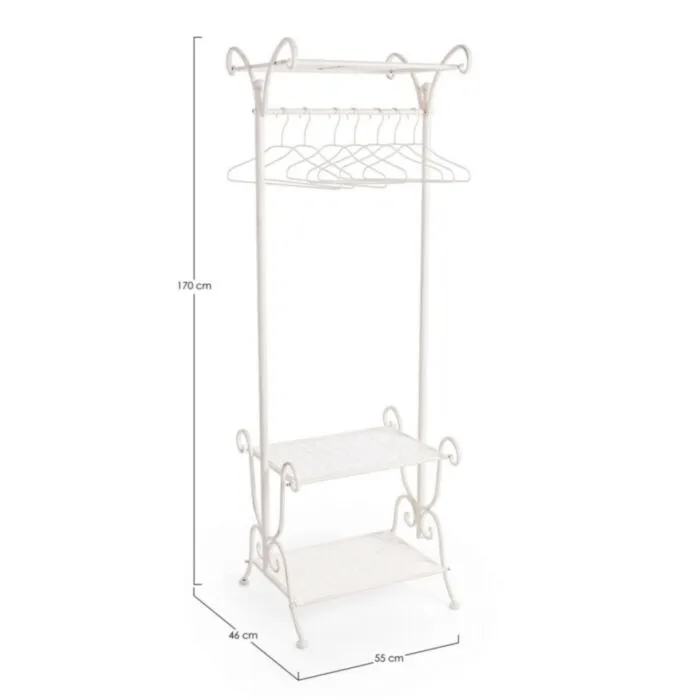 Obešalnik 3P EMILY je narejen iz bele kovine. Dimenzije: širina: 55cm globina: 46cm višina: 170cm