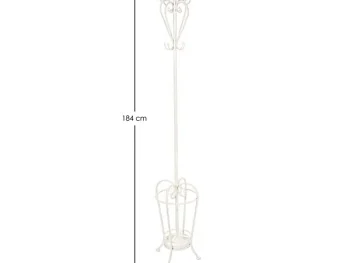 Obešalnik EMILY je narejena iz kovine v beli mat barvi. Dimenzije: širina: 28cm globina: 28cm višina: 184cm