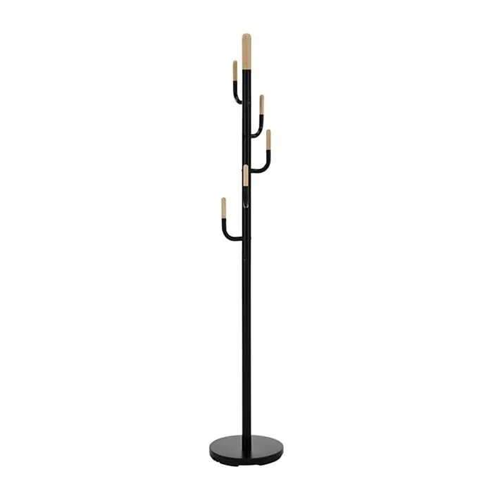 Praktičen obešalnik SLAVKO, primeren za vsak prostor. Narejen je iz jekla prašno barvanega v črno barvo. Dodatki so leseni. Dobavljiv je v barvi kot na