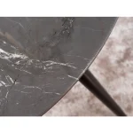 Okrogla jedilna miza KALI je modernega ter prefinjenega dizajna. Mizna plošča je izdelana iz MDF - ja in kaljenega stekla v videzu črnega marmorja. Nogice