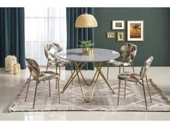 BONIN je okrogla kuhinjska miza iz kovine in MDF-ja. Je sodobna in kvalitetna. Dimenzije: - Fi120 x V: 76 cm Material: - MDF / kromirana kovina Barve: -