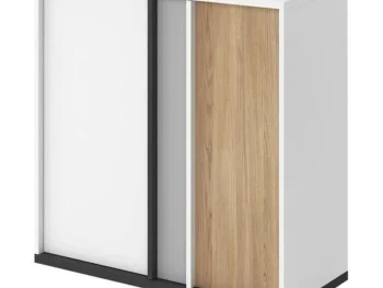 Nizka dvokrilna omarica MELI je modernega videza. Primerna je za vsak prostor, saj ima brezčasen dizajn. Material: - Laminirana plošča - Ročaj iz lesa -