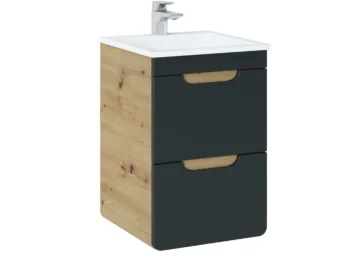 Kopalniški blok BUBA DARK je možno naročiti v kompletu (kopalniški bloki BUBA DARK) ali pa po posameznih elementih po vaši izbiri. Omarica pod umivalnikom