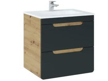 Kopalniški blok BUBA DARK je možno naročiti v kompletu (kopalniški bloki BUBA DARK) ali pa po posameznih elementih po vaši izbiri. Omarica pod umivalnikom