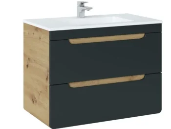 Kopalniški blok BUBA DARK je možno naročiti v kompletu (kopalniški bloki BUBA DARK) ali pa po posameznih elementih po vaši izbiri. Omarica pod umivalnikom