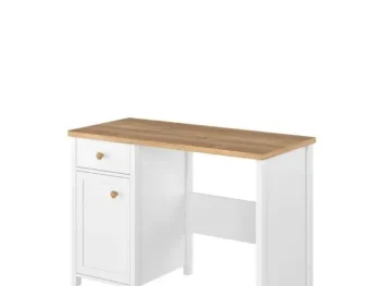 Pisalna miza MOLLY ima predal s vrati. Ergonomska delovna plošča ponuja veliko prostora za študij, risanje in druga umetniška dela. Material: - Laminirana