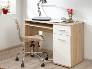 Pisalna miza ZARJA je narejena iz kvalitetne laminirane plošče v kombinaciji sonome ter bele barve. Barva: - Sonoma / Bela mat Material: - Laminirana