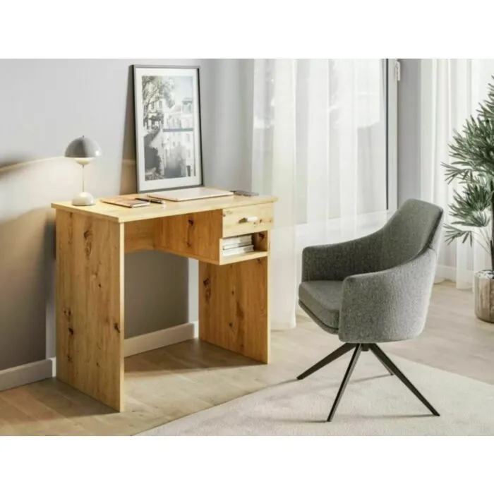 Pisarniška miza ARINA, je eleganten kos pohištva, ki popestri vsak prostor s svojo obliko in priročnostjo. Narejena je iz laminirane plošče. Je v barvi