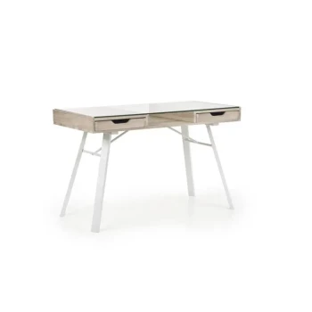 Pisalna miza ZOJA je primerna za pisarniške sobe ali kot dodatek v vsak prostor. Narejena je iz kovine in MDF. Delovna površina pa je steklena. Vgrajena ima